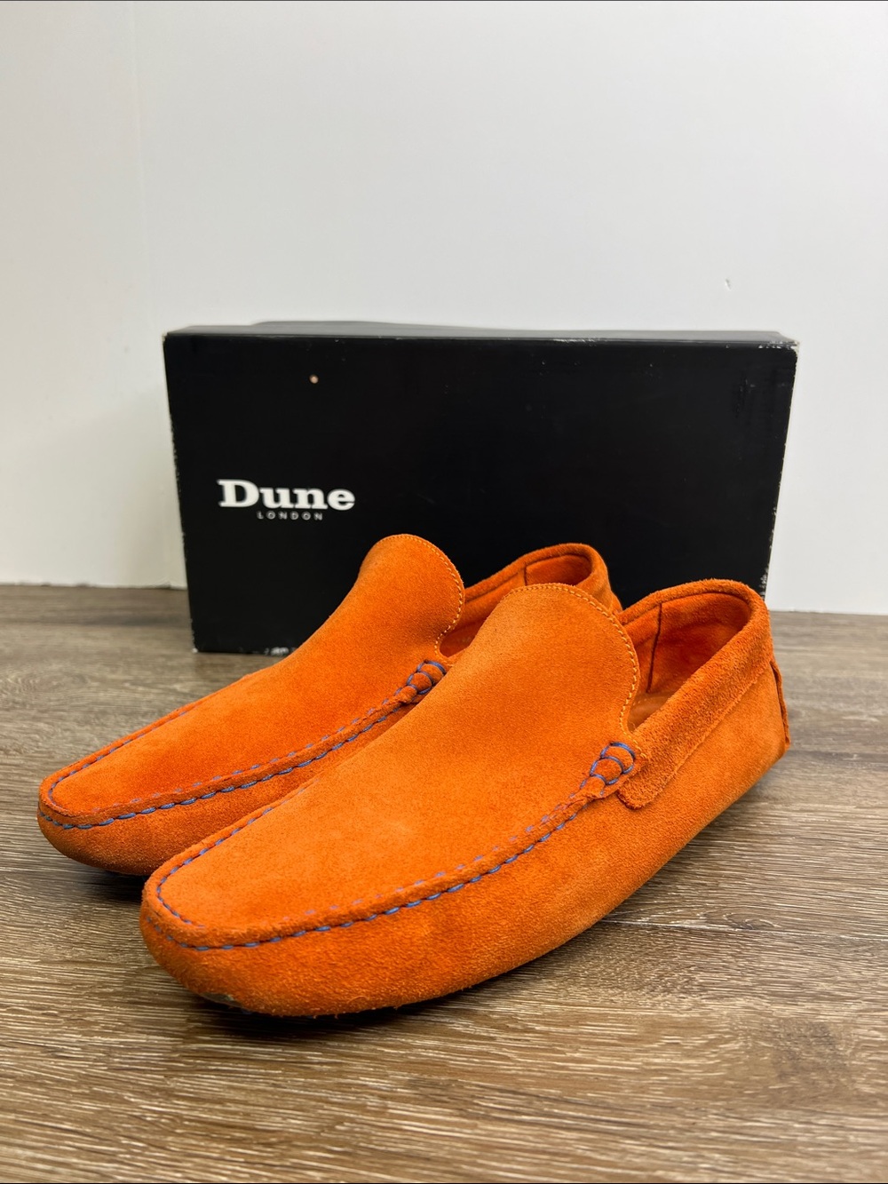 Dune London Bermuda Orange Suede Driving Loafers Men’s Size 11 Made in Portugal